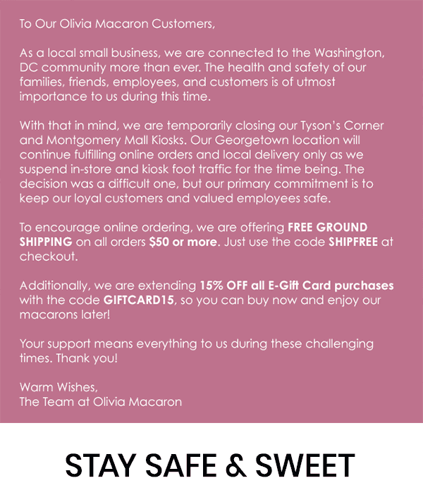 A Message To Our Customers & Friends Regarding COVID-19 - Olivia Macaron