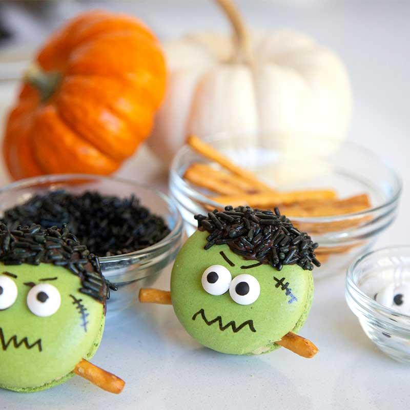 DIY Halloween Treats - Frankenstein Monster Macarons - Olivia Macaron