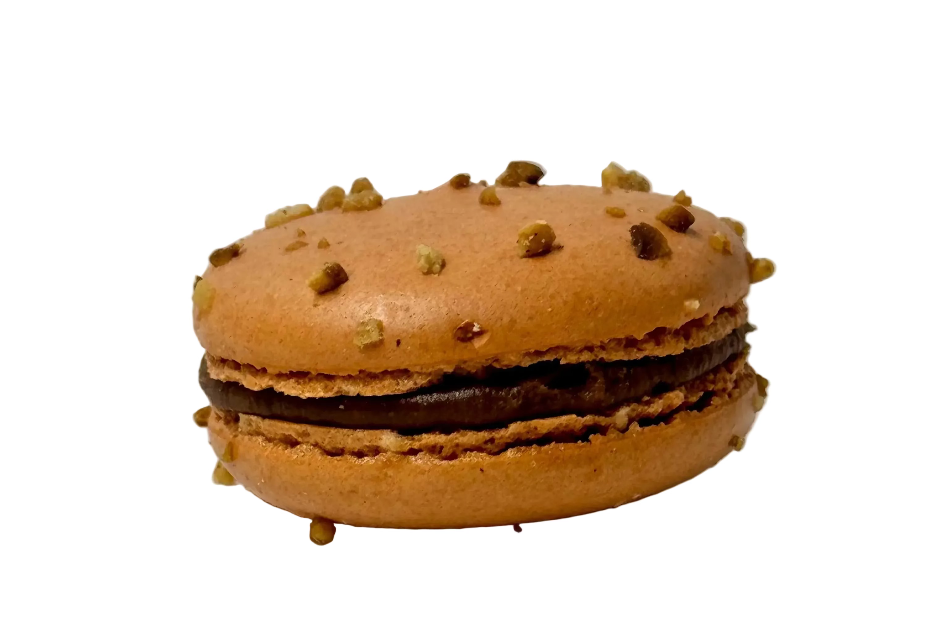 Hazelnut Macaron filled with a silky milk chocolate ganache enriched with homemade roasted hazelnut paste