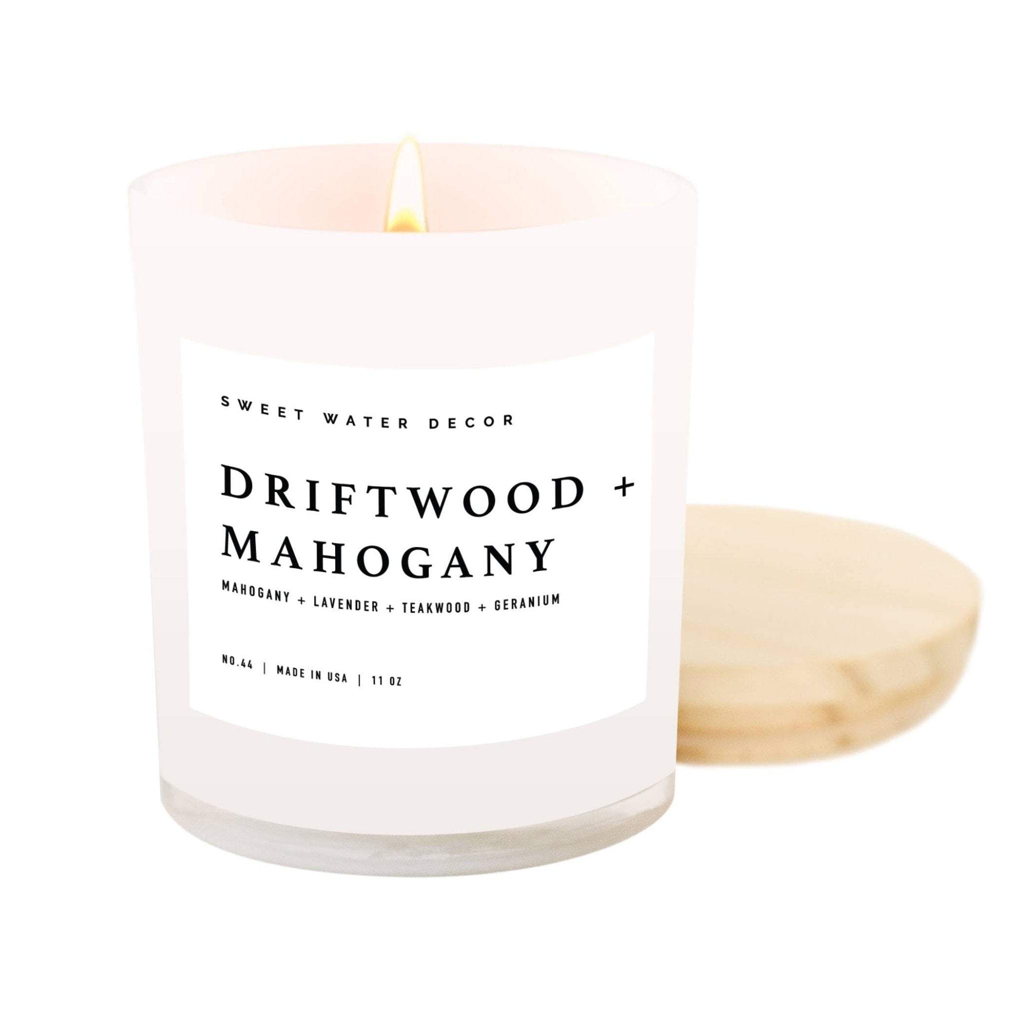 Driftwood and Mahogany 11 oz Soy Candle - Olivia Macaron