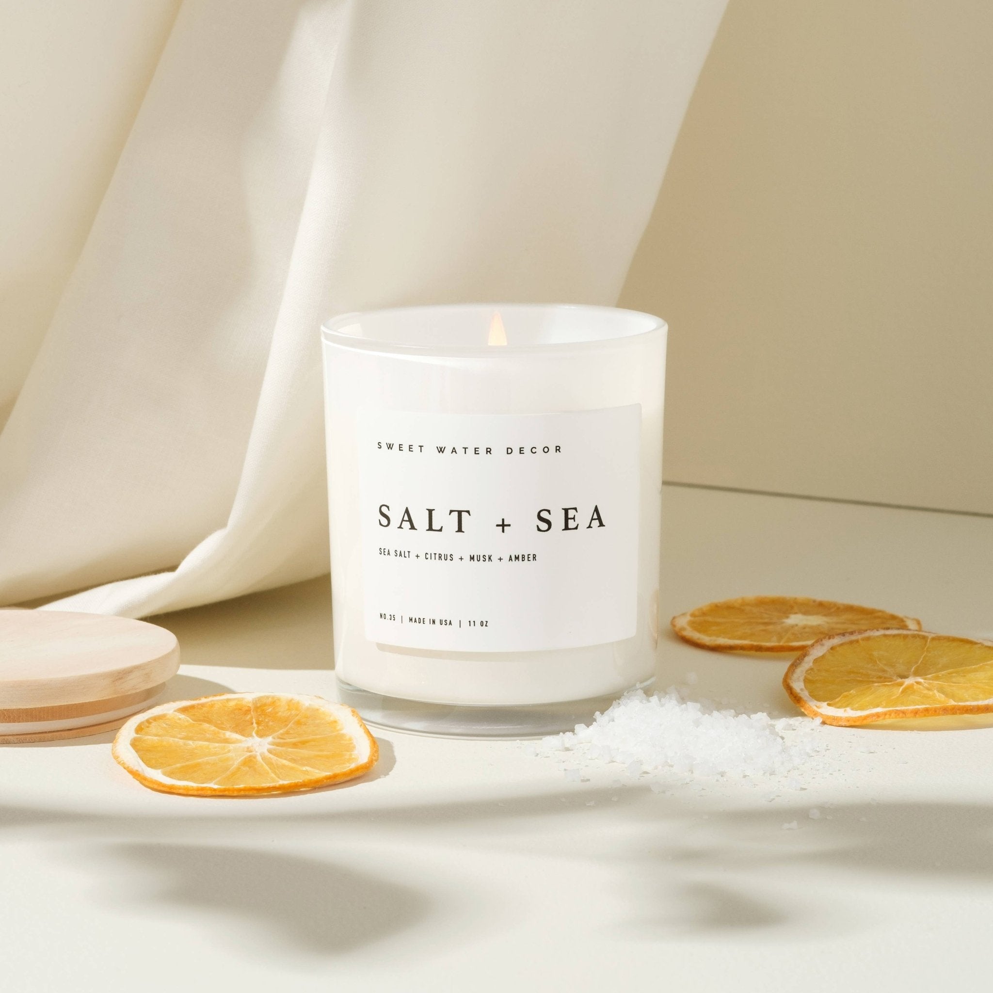 Salt and Sea 11 oz Soy Candle - Home Decor & Gifts - Olivia Macaron