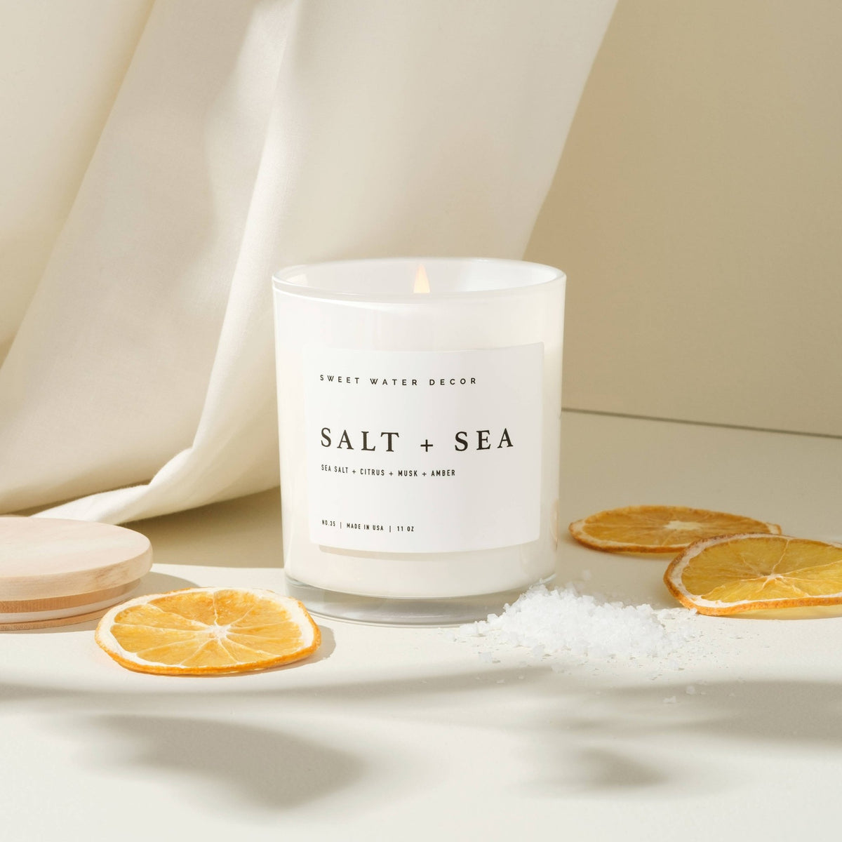 Salt and Sea 11 oz Soy Candle - Home Decor &amp; Gifts - Olivia Macaron