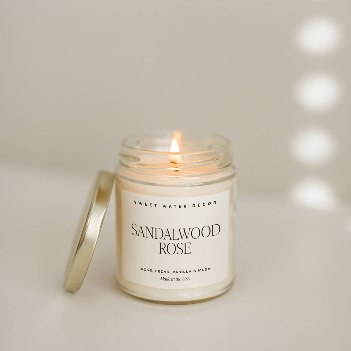 Sandalwood Rose 9 oz Soy Candle - Home Decor &amp; Gifts - Olivia Macaron