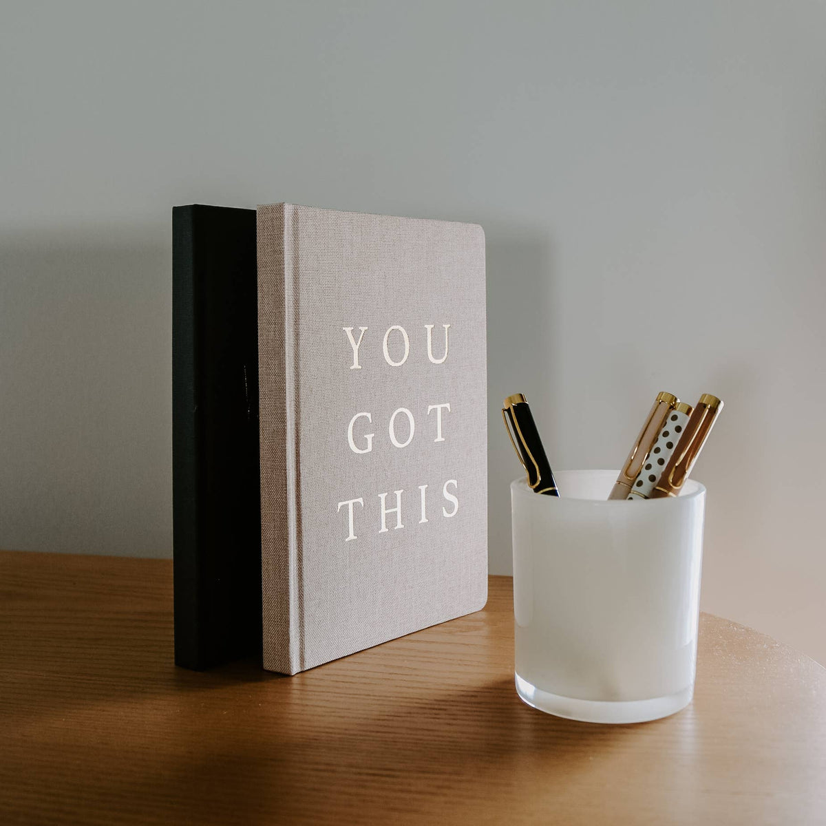 You Got This - Tan and Gold Foil Fabric Journal - Olivia Macaron